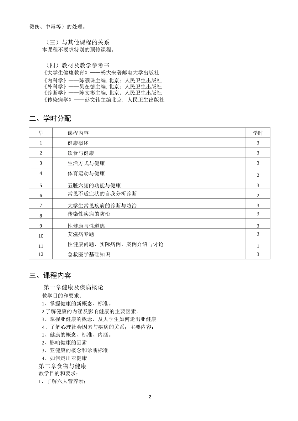 大学生健康教育教学大纲详解_第2页