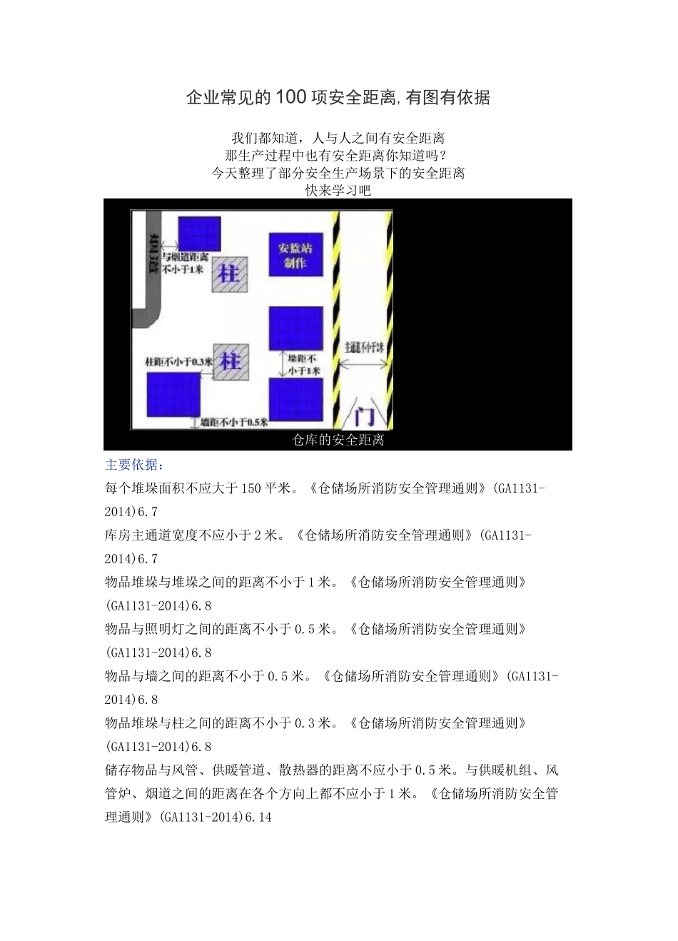 企业常见的100项安全距离,有图有依据_第1页
