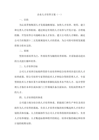 企业人才培养方案(一)