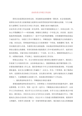 企业负责人年度工作总结