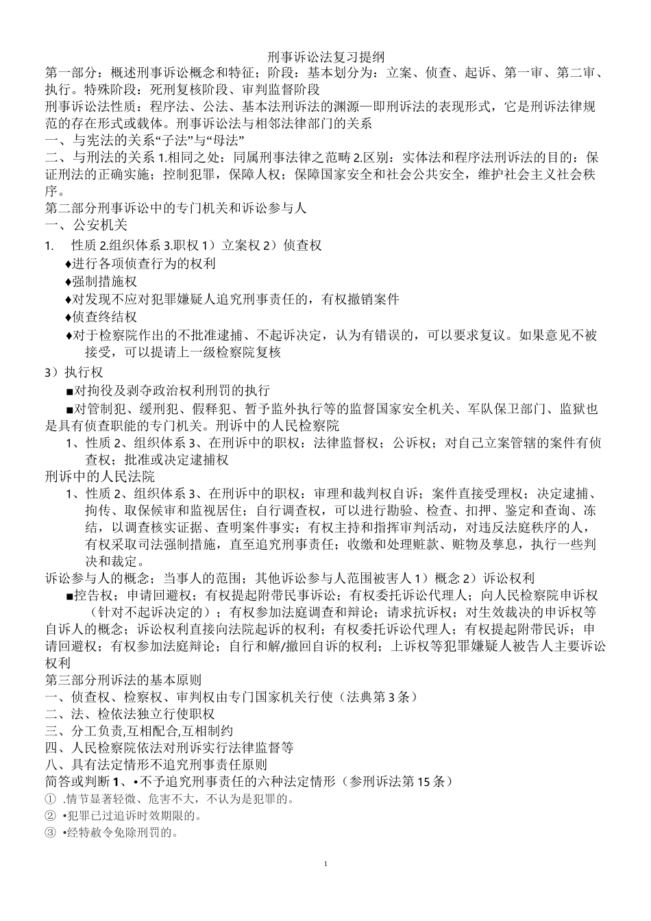 刑事诉讼法复习提纲_第1页