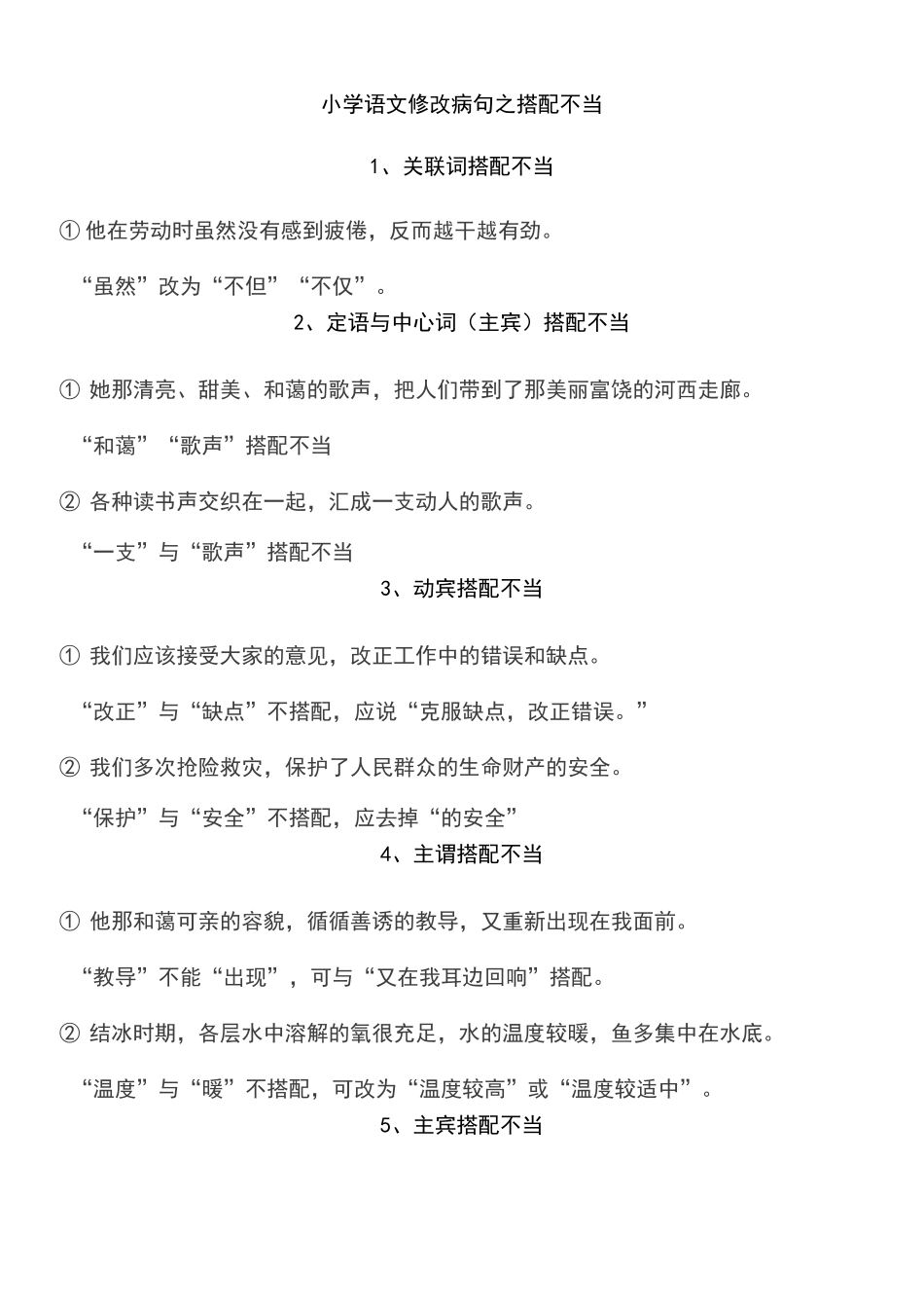 小学语文修改病句之搭配不当_第1页