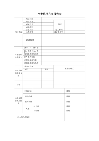 水土保持方案报告表模板