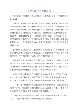 小学法制安全教育简报