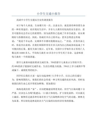 小学生交通小报告