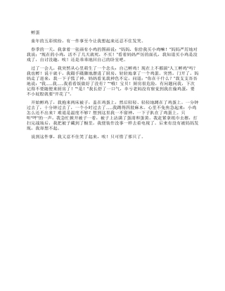 小学生优秀叙事作文孵蛋