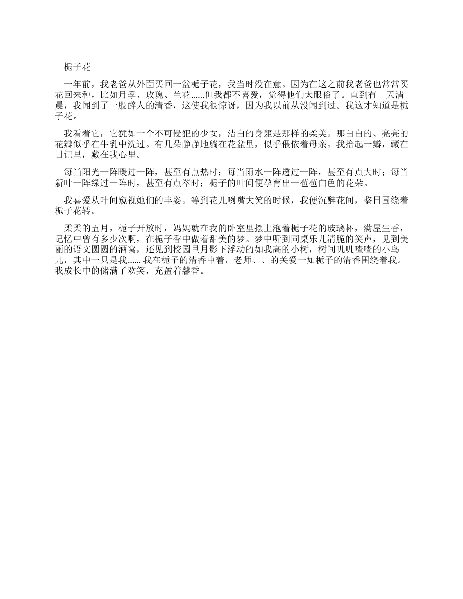 小学生优秀叙事作文栀子花_第1页