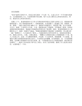 小学生优秀叙事作文责任感悟