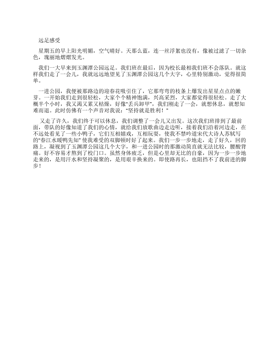 小学生优秀叙事作文远足感受_第1页