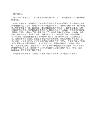 小学生优秀叙事作文骑车启示