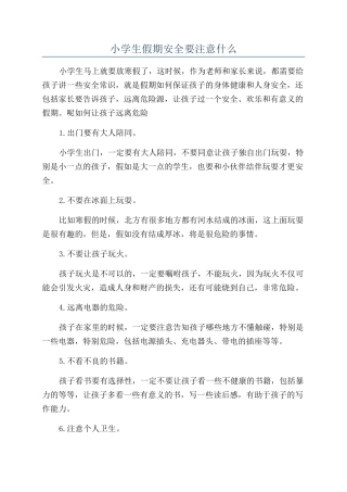 小学生假期安全要注意什么