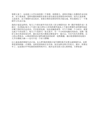 小学生寒假计划