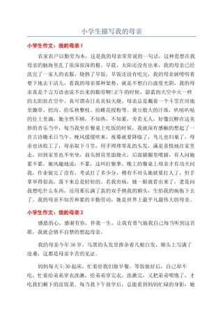 小学生描写我的母亲