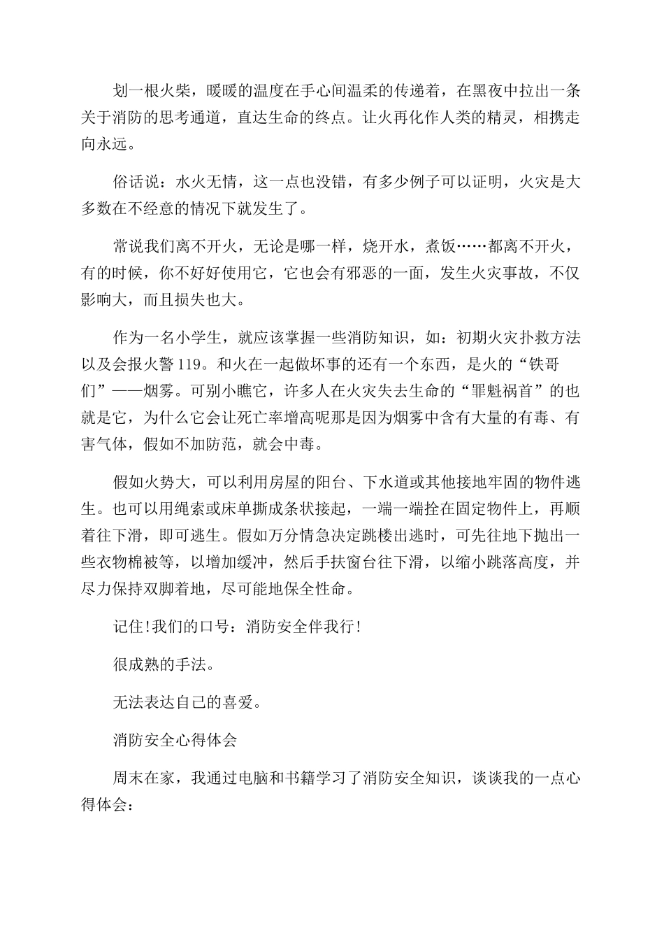 小学生消防安全知识学习心得体会范文_第3页
