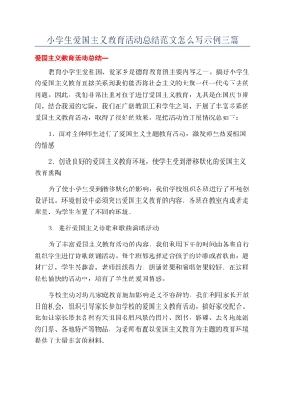 小学生爱国主义教育活动总结范文怎么写示例三篇