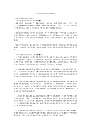 小学道德与法治培训心得体会