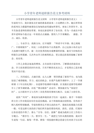 小学青年教师述职报告范文参考材料