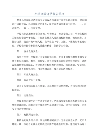小学风险评估报告范文
