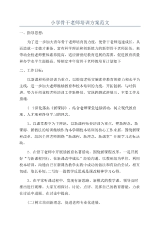 小学骨干教师培训方案范文