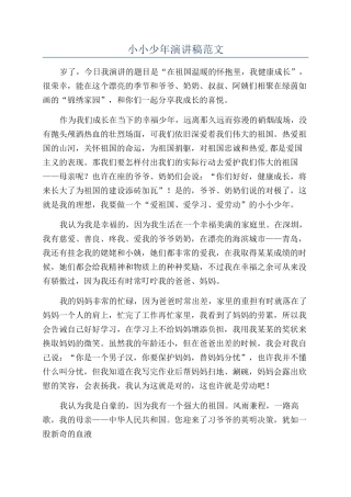 小小少年演讲稿范文