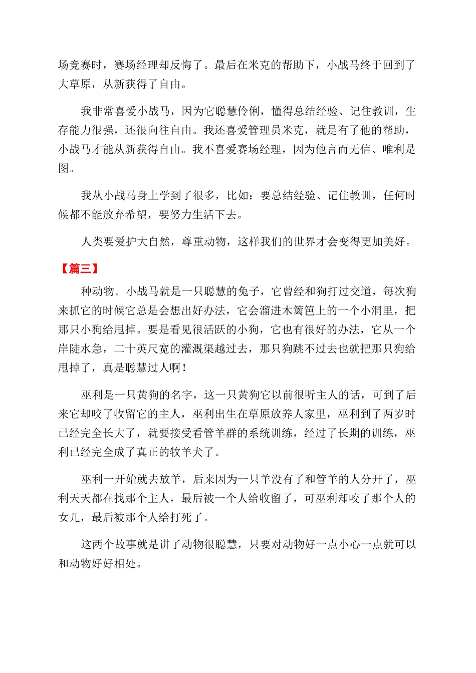 小战马读后感300字_第2页