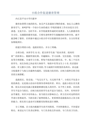 小组合作促进德育管理