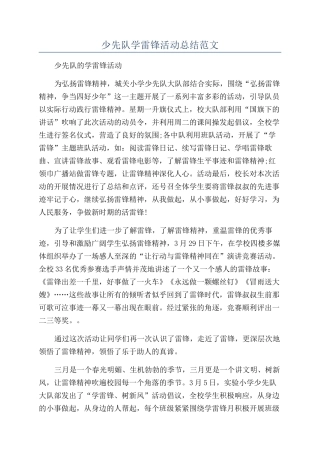 少先队学雷锋活动总结范文