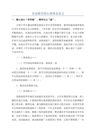 尝试教学的心得体会范文