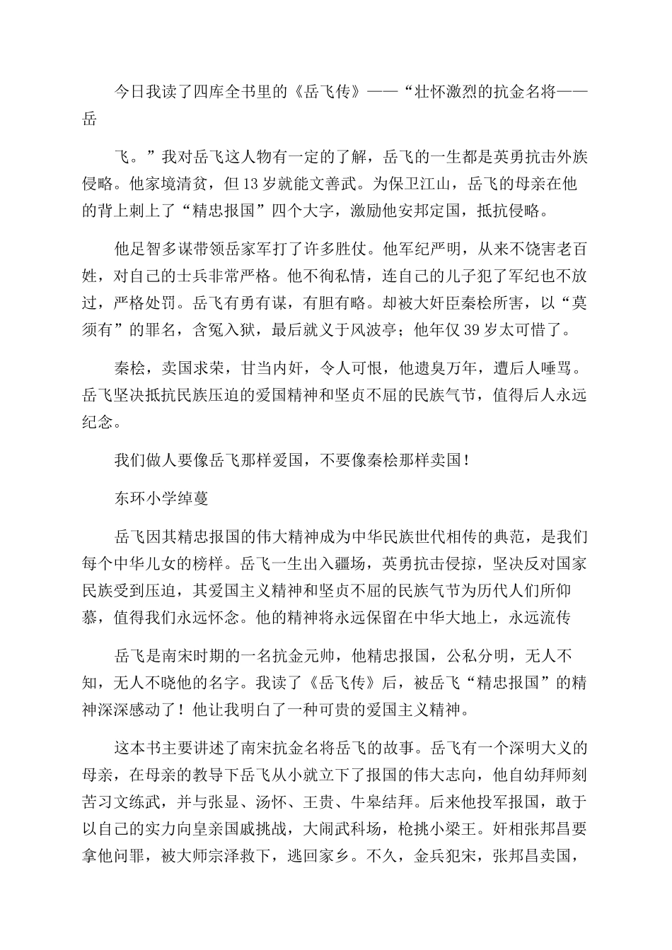 岳飞精忠报国的读后感_第3页