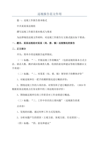 巡视报告范文作用