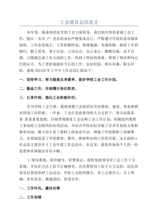 工会团员总结范文