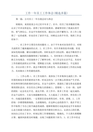 工作一年员工工作体会