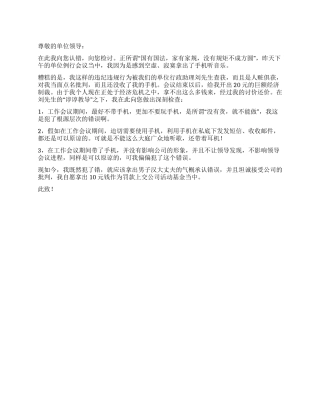 工作会议期间玩手机的检讨书