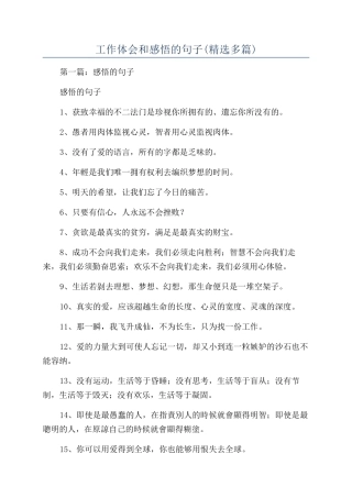 工作体会和感悟的句子