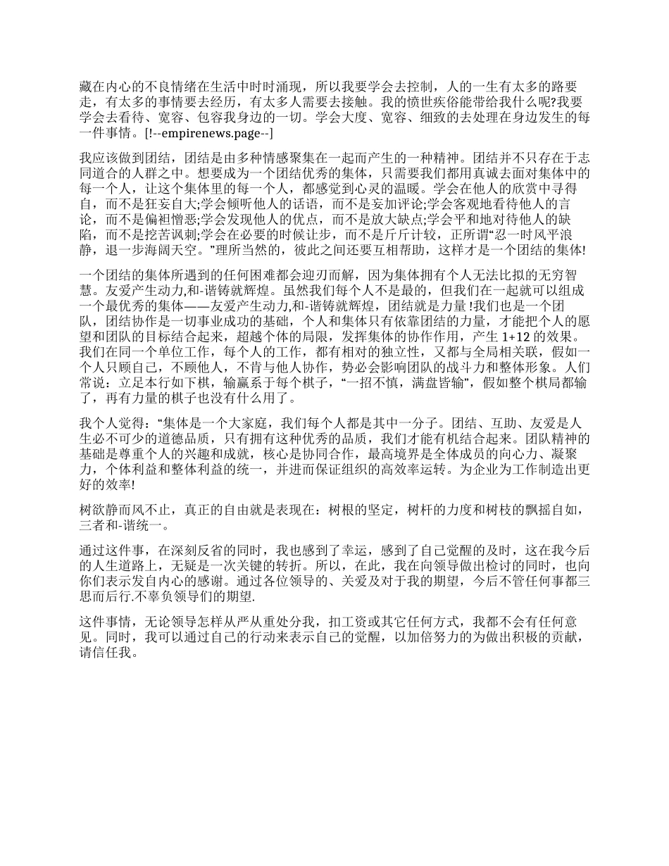 工作吵架检讨书_第2页