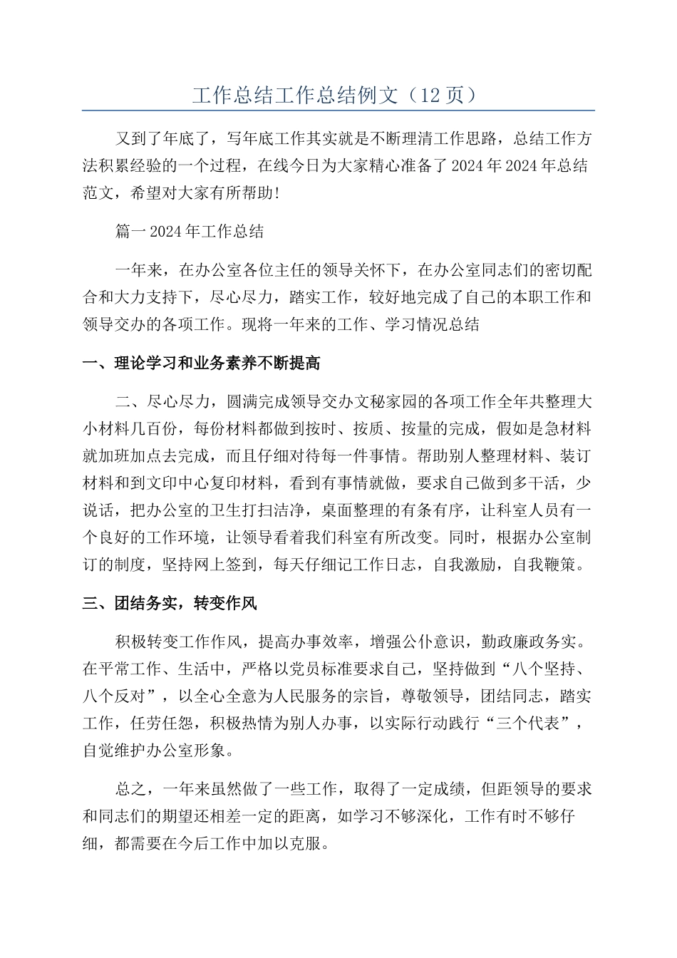 工作总结工作总结例文（12页）_第1页