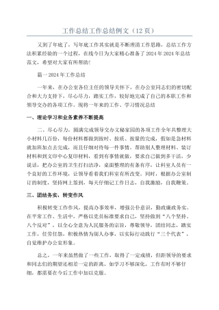 工作总结工作总结例文（12页）