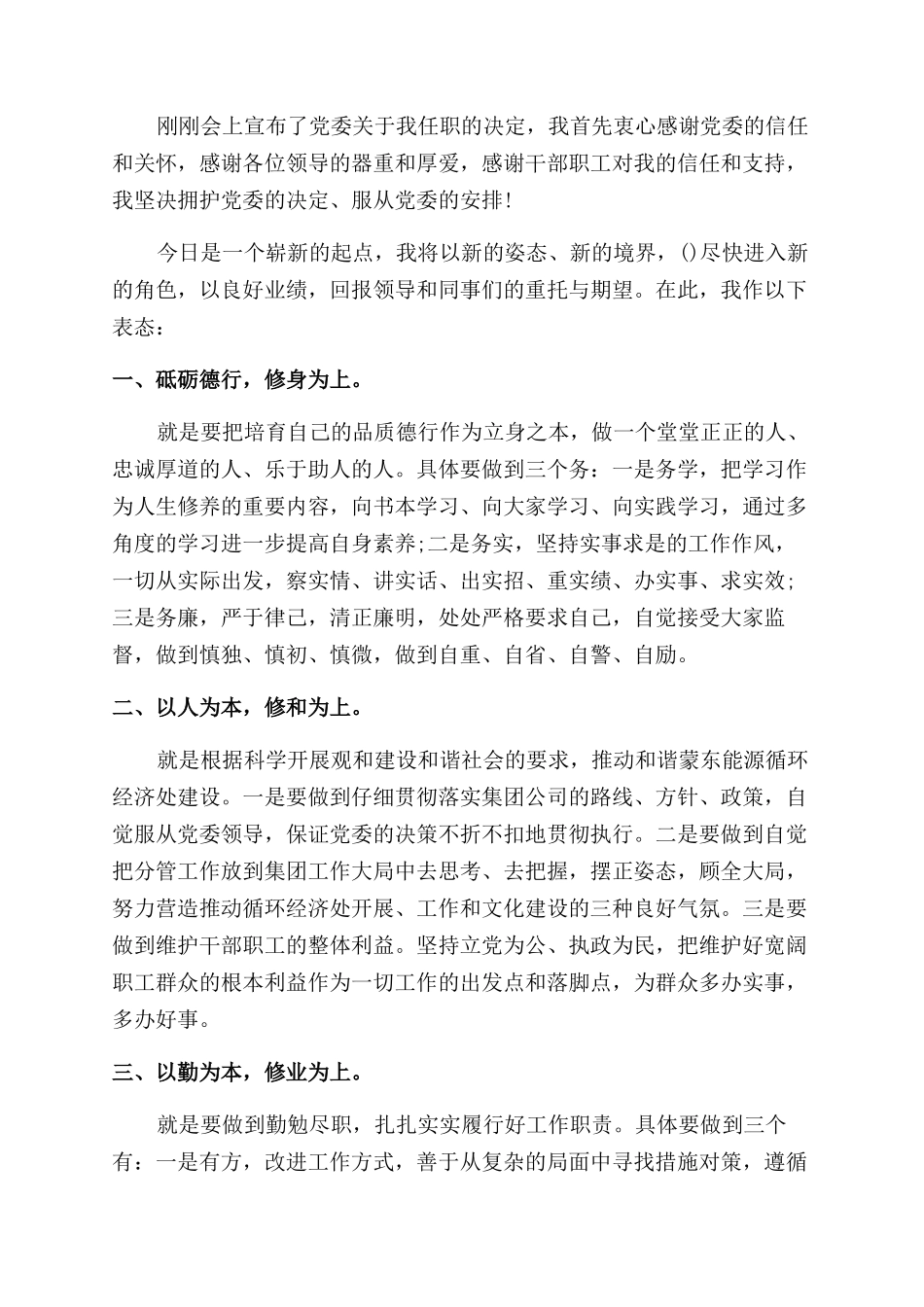 工作总结范文任职表态发言总结范文_第3页