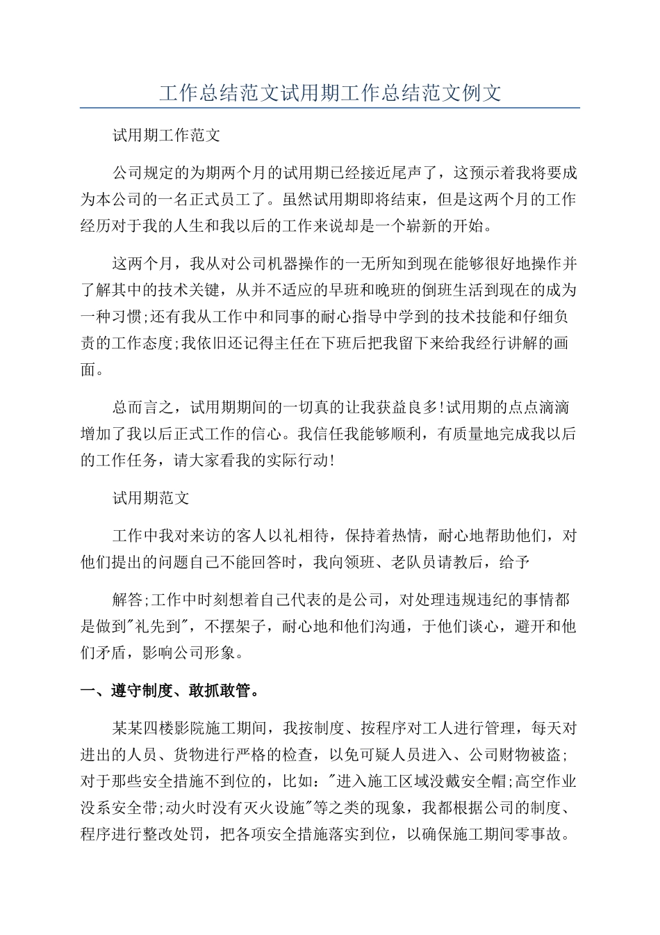 工作总结范文试用期工作总结范文例文_第1页