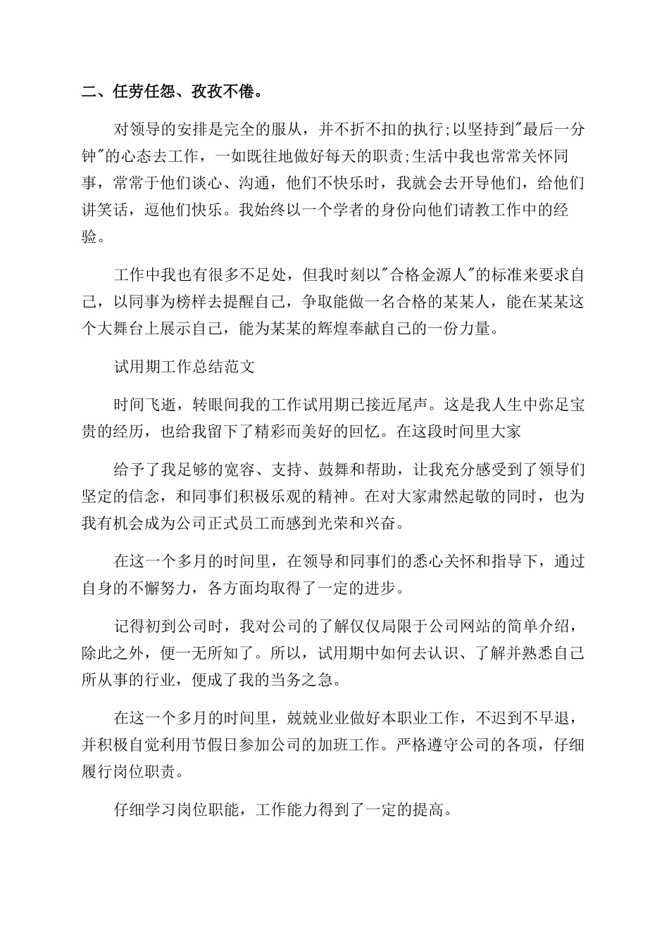工作总结范文试用期工作总结范文例文_第2页