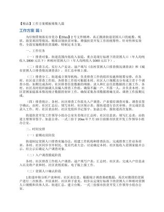 工作方案模板锦集九篇
