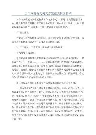 工作方案范文例文方案范文例文格式