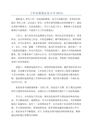 工作自我鉴定怎么写2024x