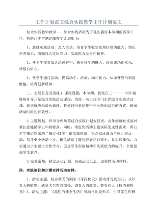 工作计划范文综合实践教学工作计划范文