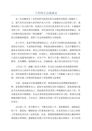 工作转正自我鉴定