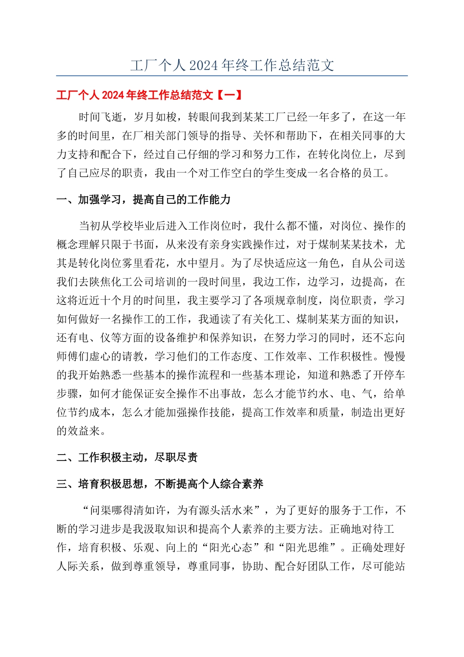 工厂个人2024年终工作总结范文_第1页