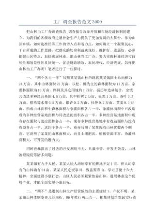 工厂调查报告范文3000