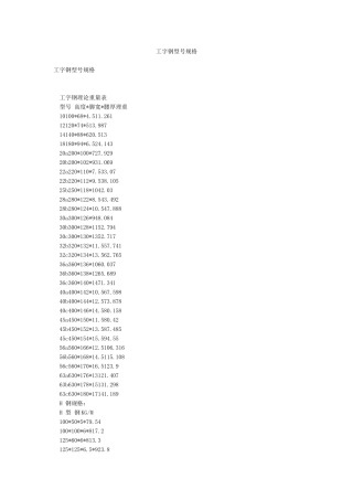 工字钢型号规格