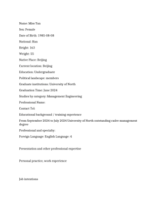 工程管理英文简历范文