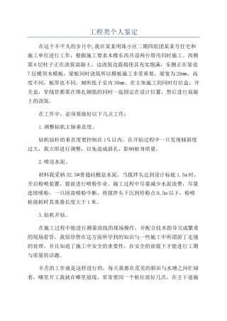 工程类个人鉴定